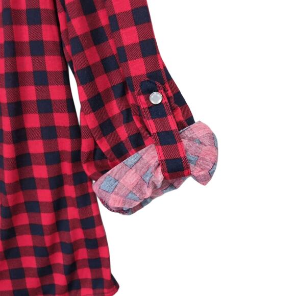 Passport Women's XL Red Buffalo Plaid Flannel Pearl Snap Country Western Shirt - Picture 4 of 6